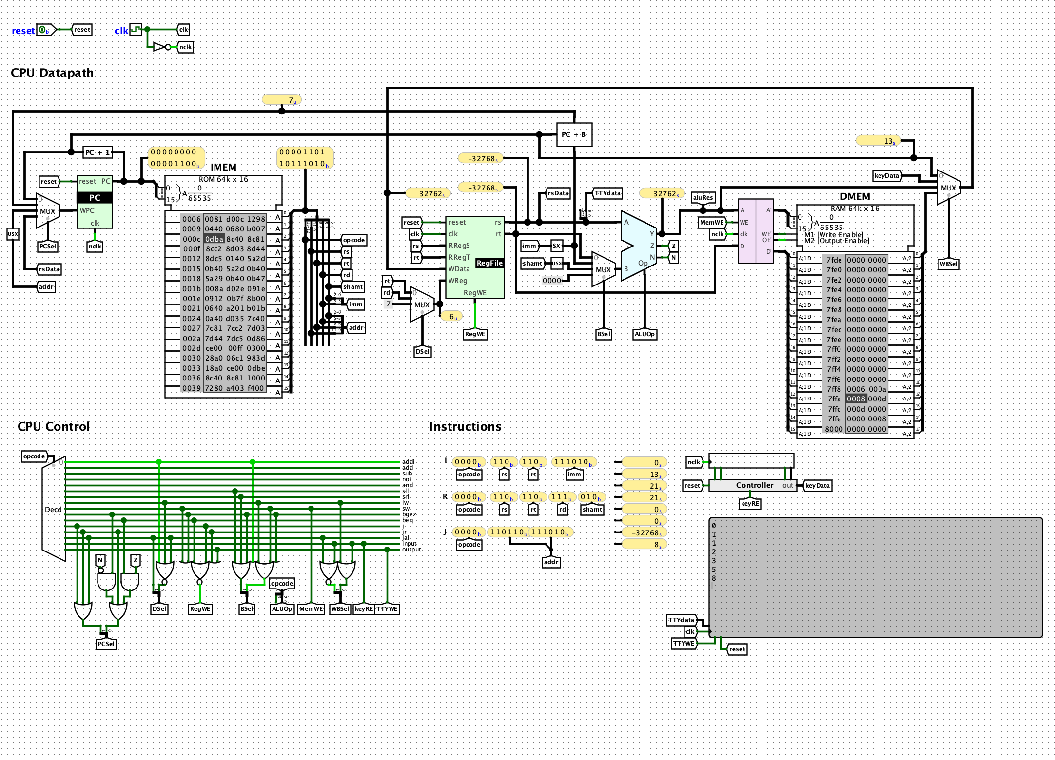 16-bit CPU in Logisim