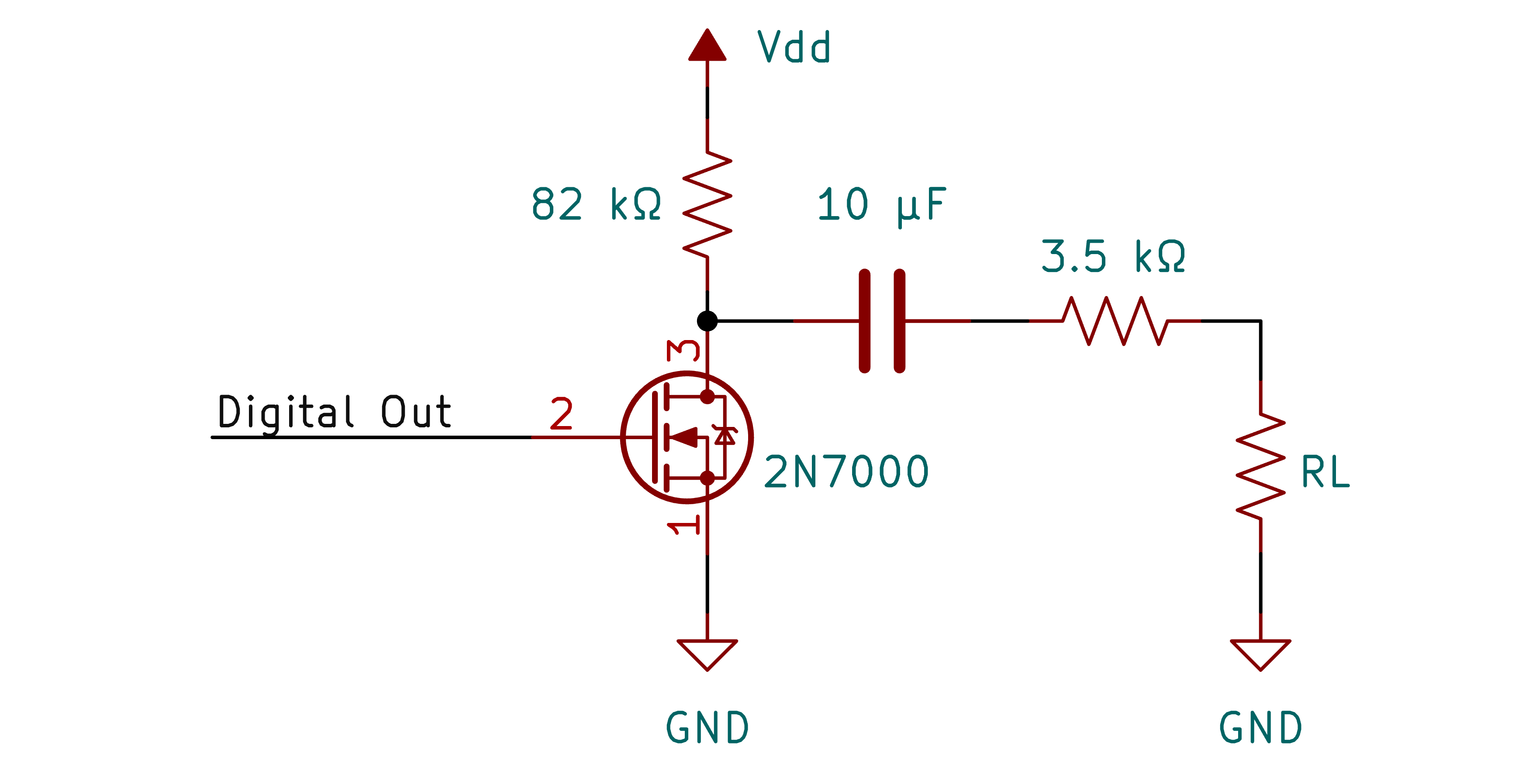 MOSFET stimulation circuit schematic: capacitive discharge via 2N7000