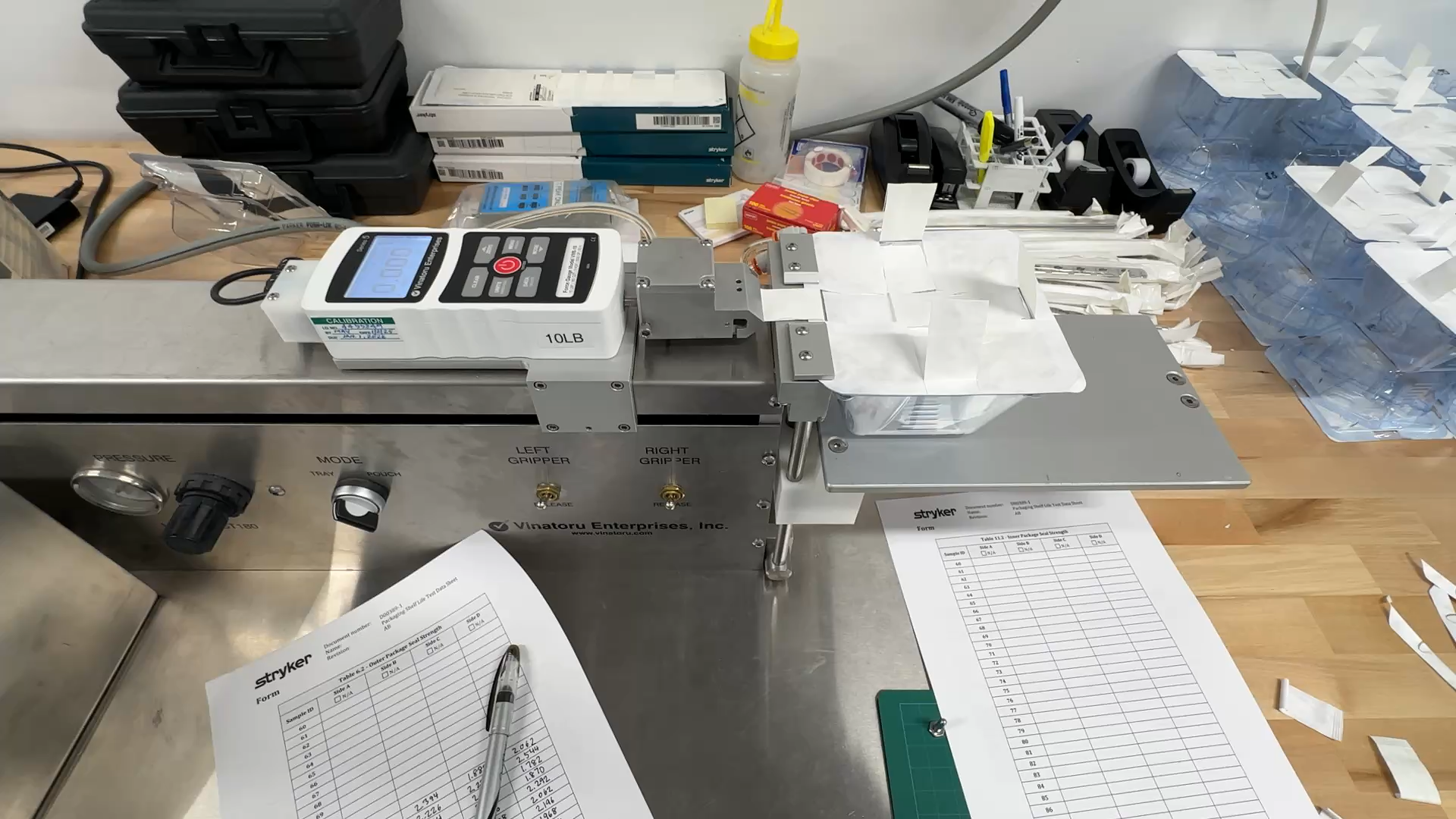 Seal strength tensile testing of packaging